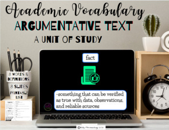 Preview of Argumentative Text - Academic Vocabulary