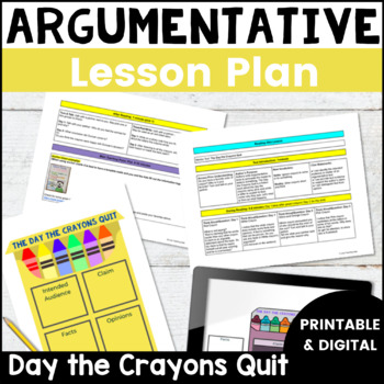 Preview of Interactive Read Aloud Lesson Plan - The Day the Crayons Quit Argumentative Text