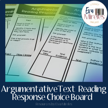 Preview of Argumentative Text Reading Response Choice Board