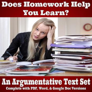 Preview of Argumentative Text Set - Does Homework Help You Learn?
