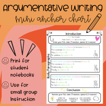 Preview of Argumentative Writing - Anchor Chart