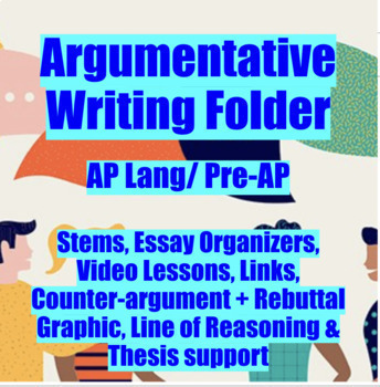 Preview of Argumentative Writing Bundle - Essay organizer, stems, links, visuals, scaffolds