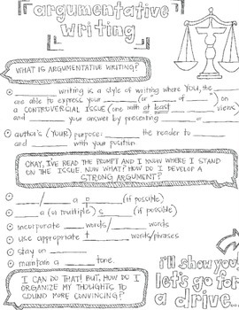 Preview of Argumentative Writing CLOZE Graphic Organizer Notes