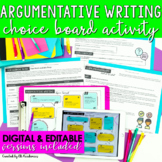 Argumentative Writing Choice Board