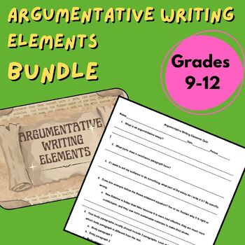Preview of Argumentative Writing Elements Notes and Quiz | Bundle | Google Slides