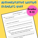 Argumentative Writing Elements Quiz