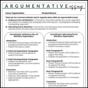 free graphic organizer for argumentative essay