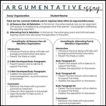 argument essay graphic organizer pdf