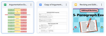 Preview of Argumentative Writing Graphic Organizer, Rubric & Revising/ Editing Slides