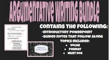 Preview of Argumentative Writing Introductory PowerPoint with Notes
