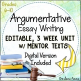 Argumentative Writing Middle School ELA Argument Essay PRI