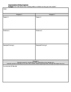 Preview of Argumentative Writing Organizer