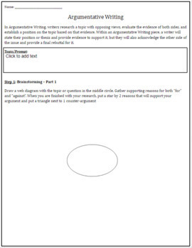 Preview of Argumentative Writing Outline/Template - DIGITAL or PRINTABLE