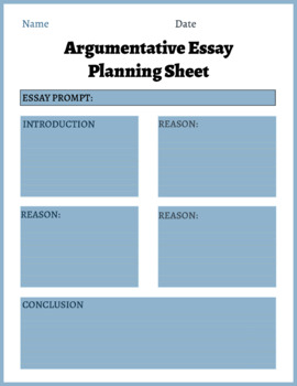 Preview of Argumentative Writing Planning Sheet