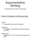 Argumentative Writing -- Practicing Claims