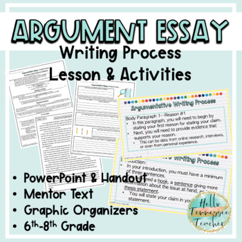 Preview of Argumentative Writing Process Lesson with Activities for Middle Grades