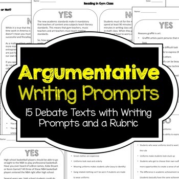 Preview of Argumentative Writing Prompts