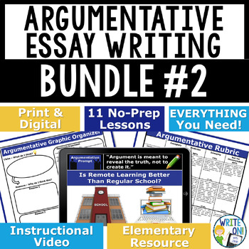 Preview of Argumentative Writing Prompt Bundle - Rubric, Graphic Organizer, Template, Quiz