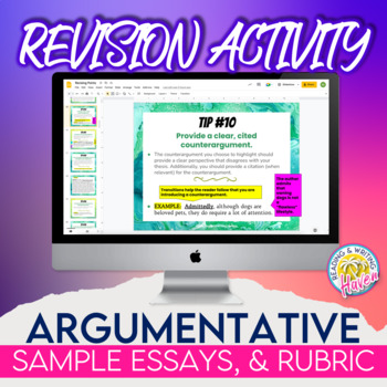 Preview of Revision Activity, Rubrics, and Example Essays for Argumentative Writing