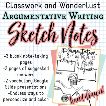 Preview of Argumentative Writing Sketch Notes (With Vocabulary Google Slides)