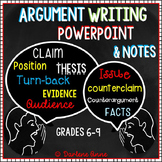 Argumentative Writing Slideshow & Notes Middle School ELA 