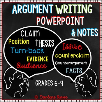 Preview of Argumentative Writing Slideshow & Notes Middle School ELA PRINT & DIGITAL 