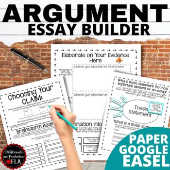 Preview of Argumentative Essay Writing Thesis Statement Graphic Organizer Passages & Text