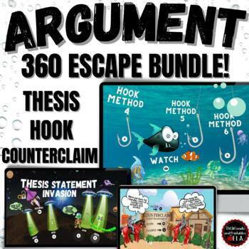 Preview of Argumentative Writing Thesis Statement HOOKS Counterclaim  Escape Room DIGITAL