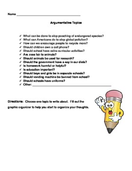 Argumentative Writing Topics by We Give a Hoot About Teaching | TPT