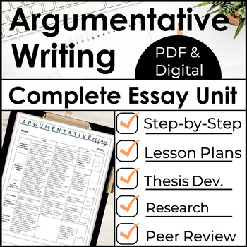 Preview of Argumentative Writing Essay Unit for High School With 2 Weeks of Lesson Plans