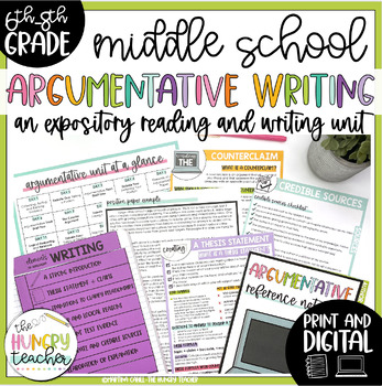 Preview of Argumentative Writing Unit and Lesson Plans with Debates for Middle School