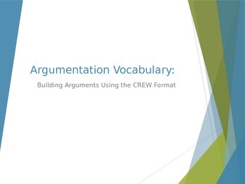 Preview of Argumentative Writing Vocabulary: Building an Argument Using the CREW Format