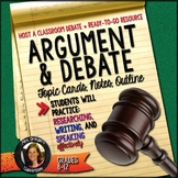 Argument and Debate Mini Unit Topic Cards, Outline, Notes