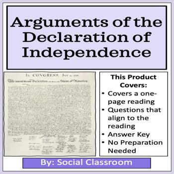 Preview of Arguments of the Declaration of Independence (SSUSH4a)