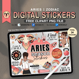 Aries Season Digital Stickers, 34 PNG Funny Zodiac Signs, 