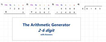 Preview of Arithmetic Generator - Up to 6 digits.