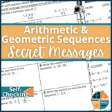 Arithmetic & Geometric Sequences Secret Messages + Foldable