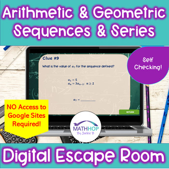 Preview of Arithmetic & Geometric Sequences & Series: Digital Escape Room