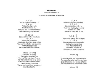 Preview of Arithmetic & Geometric Sequences Song (Lyrics only)