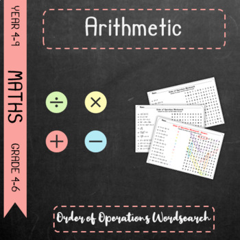 Preview of Arithmetic - Order of Operations Wordsearch