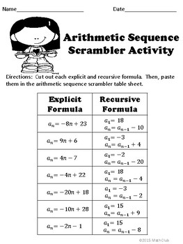 Arithmetic Sequence by Math Club | Teachers Pay Teachers