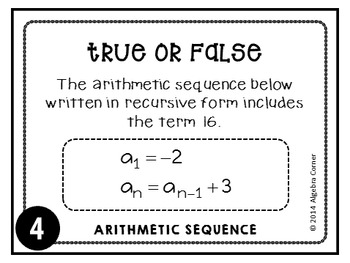 Arithmetic Sequence by Algebra Corner | Teachers Pay Teachers