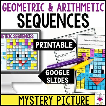 Preview of Arithmetic Sequence and Geometric Sequence Activities Printable and Digital