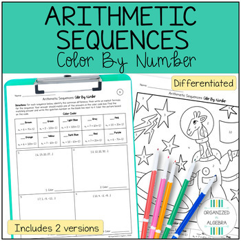 Preview of Arithmetic Sequences Algebra 1 Differentiated Activity Color By Number