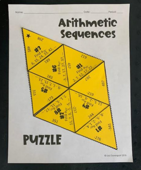 Preview of Arithmetic Sequences Algebra 1 Puzzle Activity