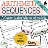 Arithmetic Sequences Customizable Mystery Activity + Digital