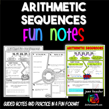 Preview of Arithmetic Sequences FUN Notes Doodle Pages and Practice
