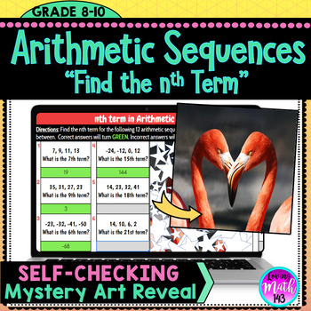 Preview of Arithmetic Sequences "Find the nth term" A Fun Digital Mystery Art Reveal