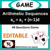 Arithmetic Sequences: HSF-BF.A.1 & HSF-BF.A.2  { EDITABLE } 48 questions Game