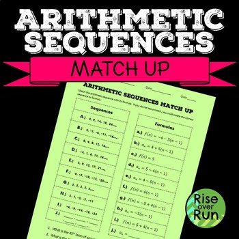 Preview of Arithmetic Sequences Match Up, Formulas